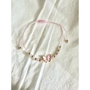 Light Pink butterfly beaded friendship bracelet